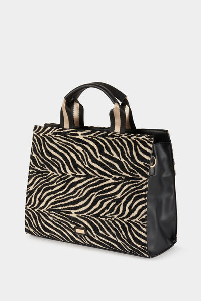 Sac cabas imprimé animalier noir femme
