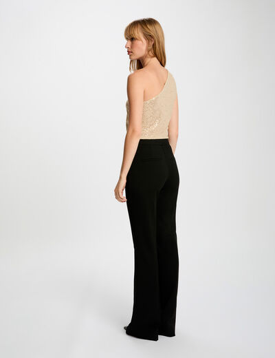 Top asym&eacute;trique strass couleur argent femme