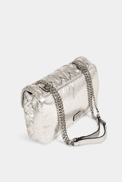 Sac matelassé à bandoulière chaîne argente femme