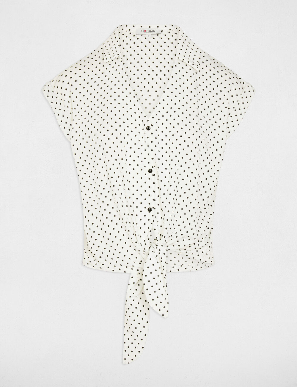 Chemise cropped col v blanc femme