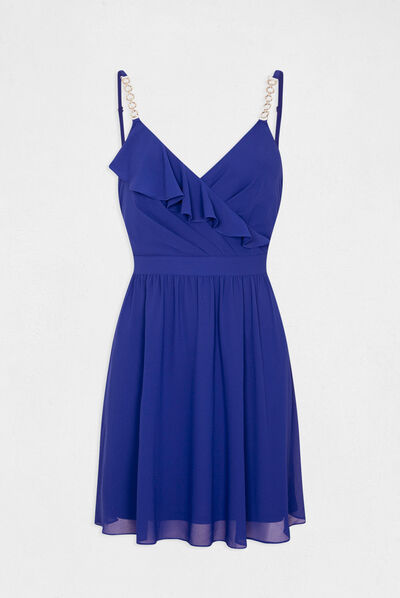 Robe patineuse avec col cache-coeur bleu electrique femme