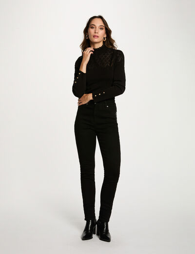 Jean slim clout&eacute; noir femme