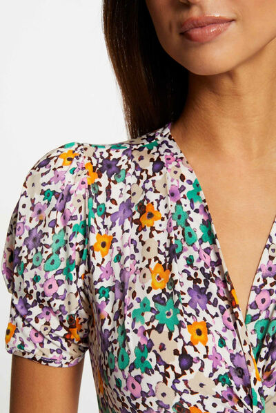 T-shirt manches courtes imprimé floral multico femme