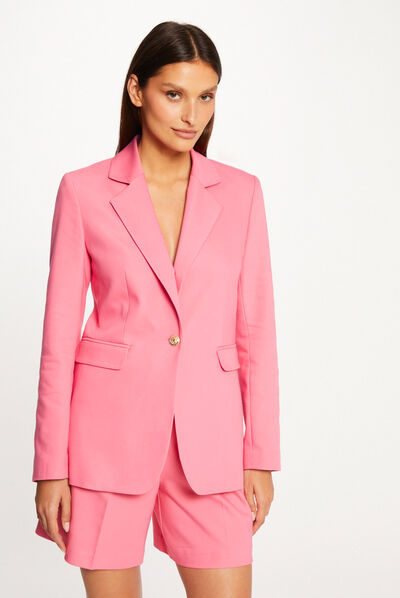 Veste tailleur cintrée boutonnée rose femme