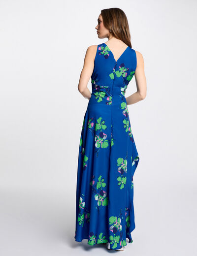 Robe longue droite imprimée multicolore femme