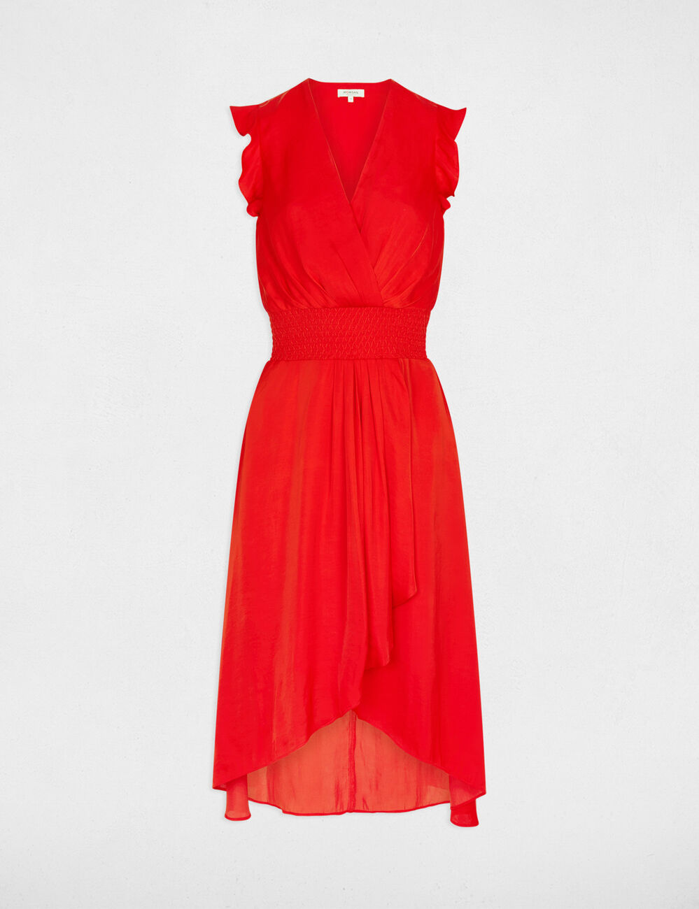 Robe droite fluide sans manches rouge vif femme