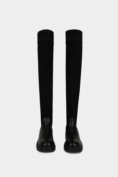 Bottes cuissardes chaussettes noir femme