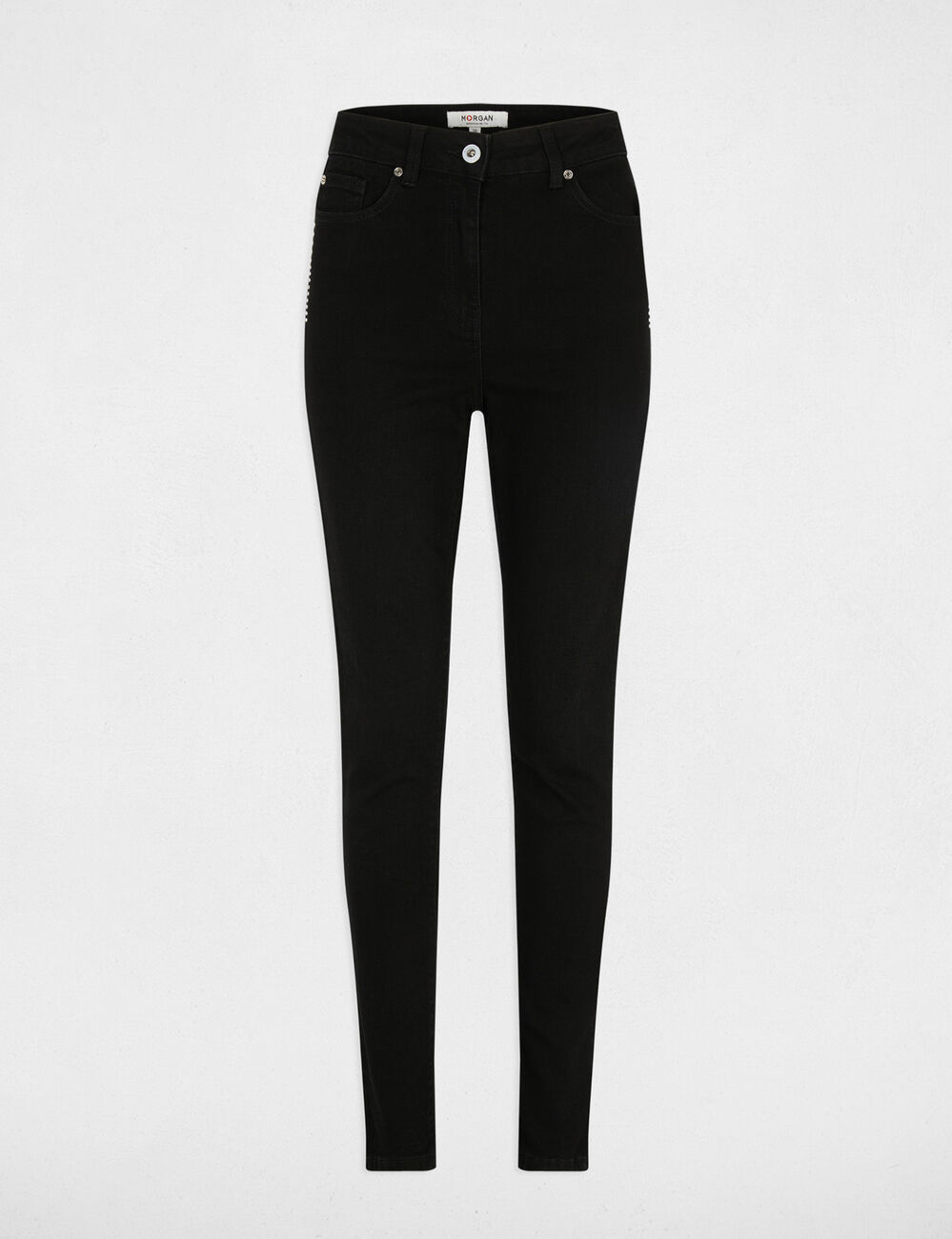 Jean slim clout&eacute; noir femme