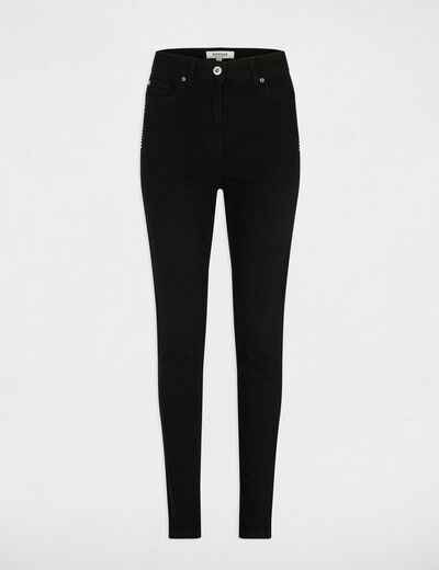 Jean slim clout&eacute; noir femme
