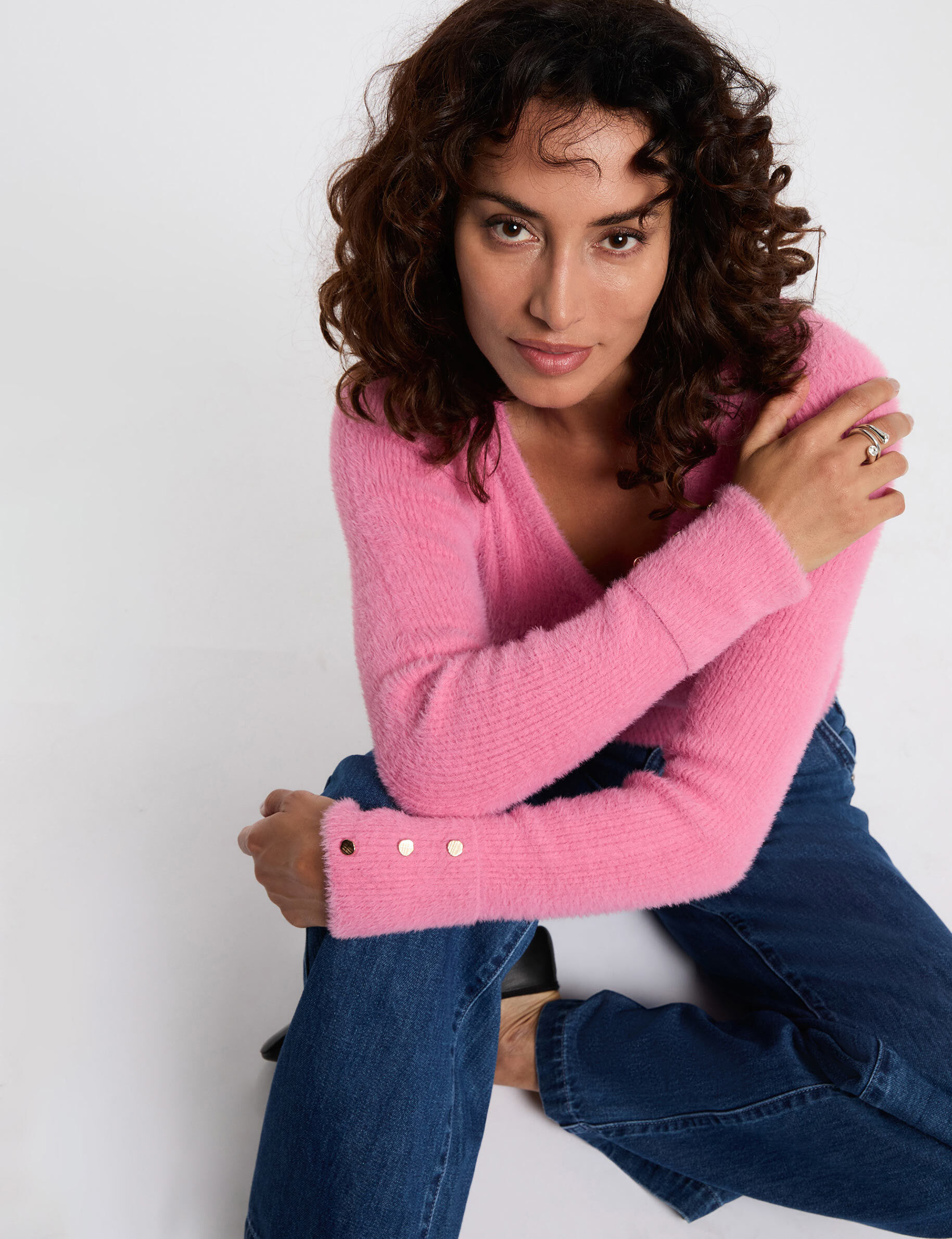 Pull manches longues maille duveteuse - Morgan - Modalova