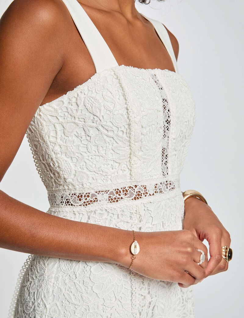 robe midi trapeze dentelle blanc femme Robe midi trapèze dentelle blanc femme
