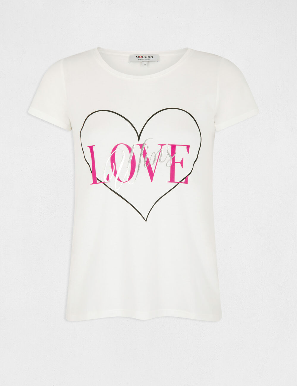 T-shirt manches courtes ecru femme