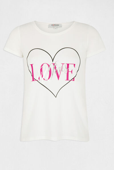 T-shirt manches courtes ecru femme