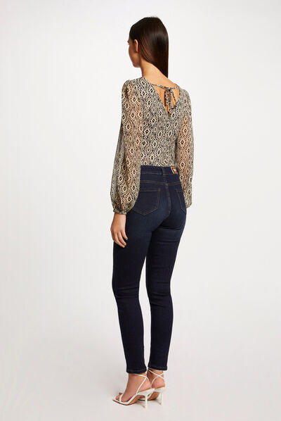 T-shirt manches longues smocké imprimé multico femme