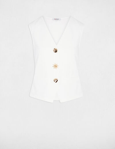 Gilet sans manches col v blanc femme
