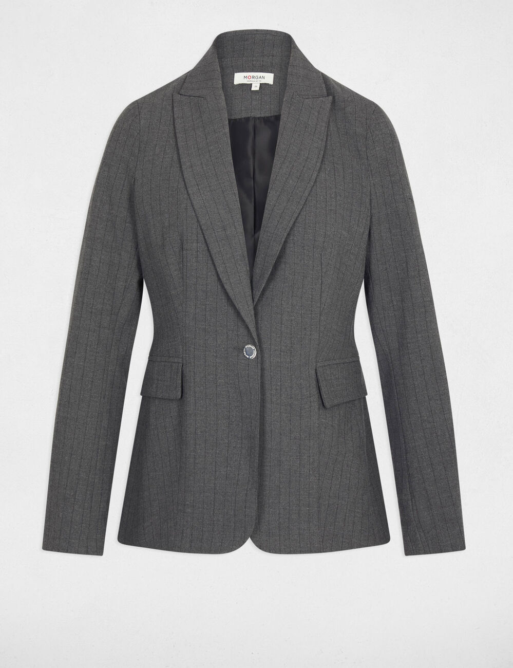 Blazer ajust&eacute; ray&eacute; gris moyen femme