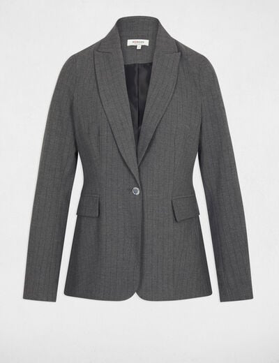 Blazer ajust&eacute; ray&eacute; gris moyen femme