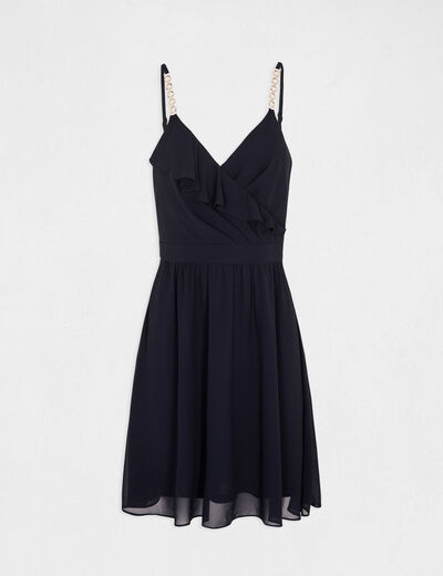 Robe patineuse avec col cache-coeur marine femme
