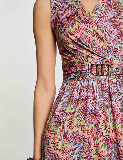 Robe courte droite imprimée multicolore femme