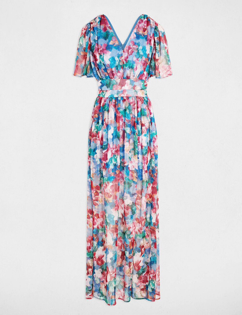 Robe longue fluide multicolore femme