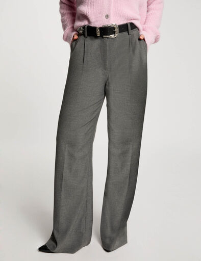 pantalon large a pinces gris clair femme Pantalon large à pinces gris clair femme