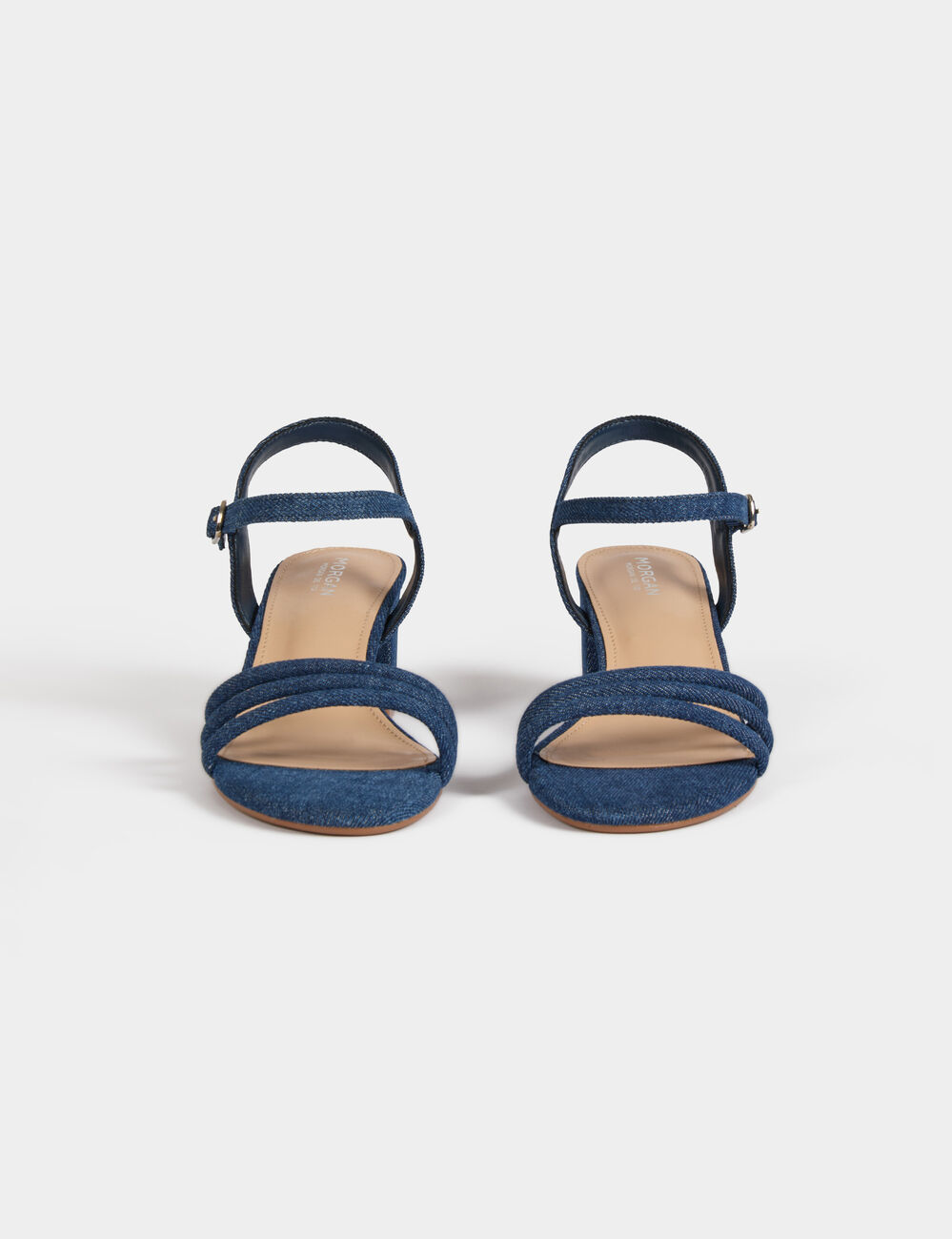 Claquettes en jean denim brut femme