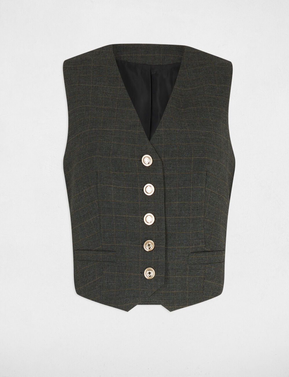 Gilet sans manches ajust&eacute; gris moyen femme