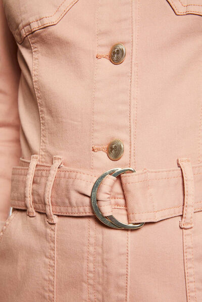 Combinaison droite ceinturée vieux rose femme