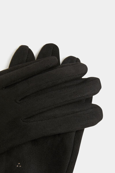 Gants avec strass noir femme