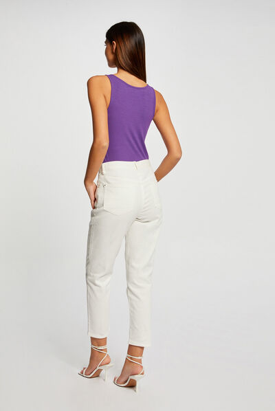 Débardeur avec bretelles à ornements violet fonce femme