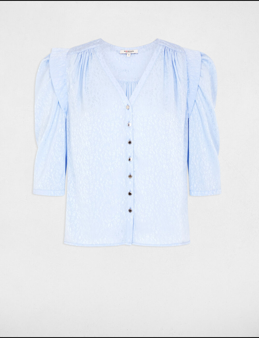 Chemise manches 3/4 bleu ciel femme