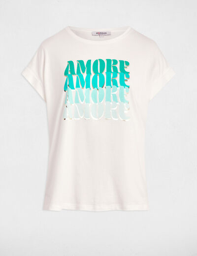 T-shirt à inscription blanc femme