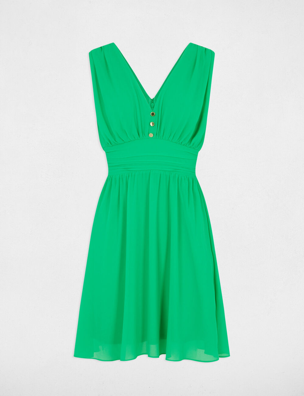 Robe courte évasée fluide vert émeraude femme