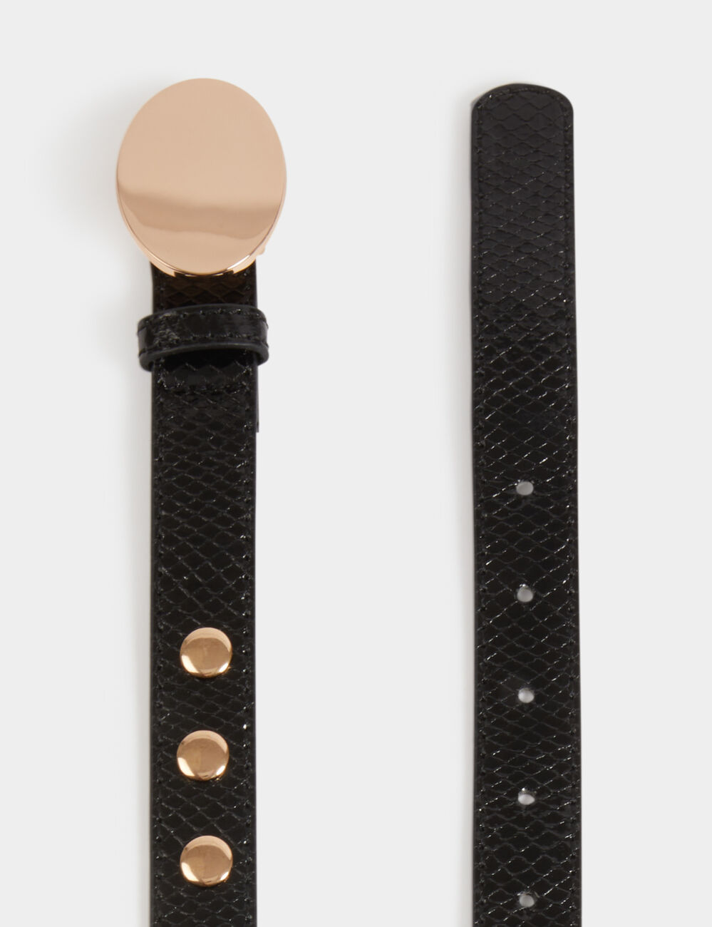 Ceinture fine clout&eacute;e noir femme