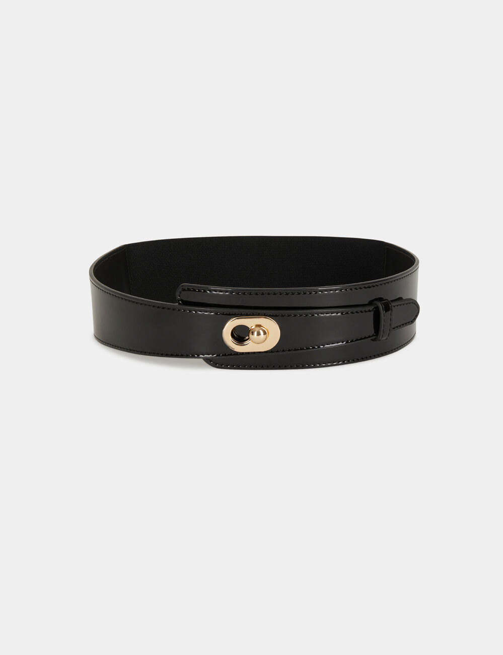 Ceinture &eacute;lastiqu&eacute;e asym&eacute;trique noir femme
