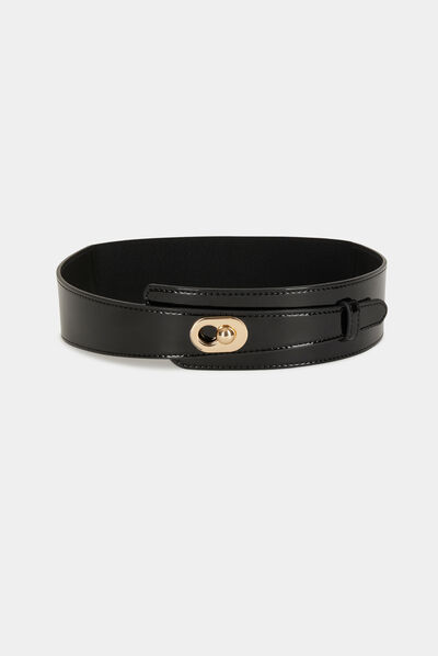 Ceinture élastiquée asymétrique noir femme