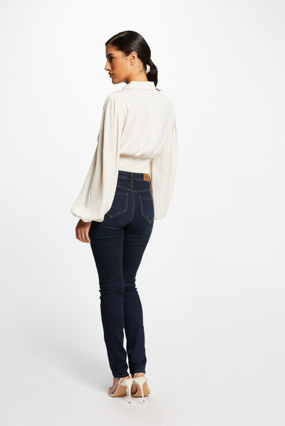 Blouse manches longues bouffantes ecru moyen femme