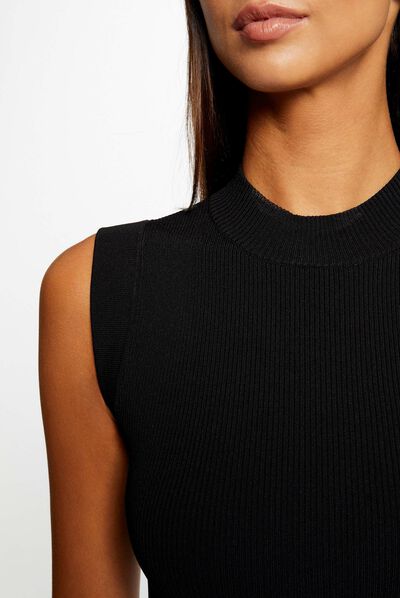 Robe pull midi ajustée dos dentelle noir femme
