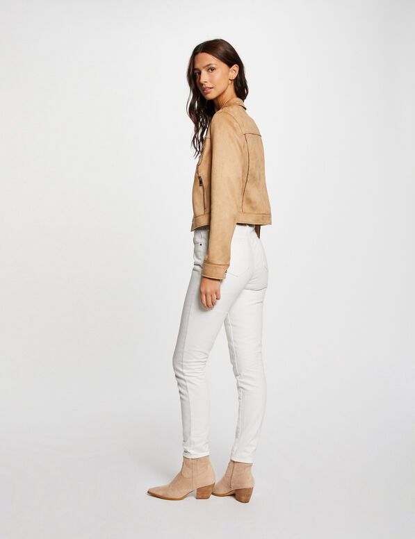 blouson suedine boutonne camel femme Blouson suédine boutonné camel femme