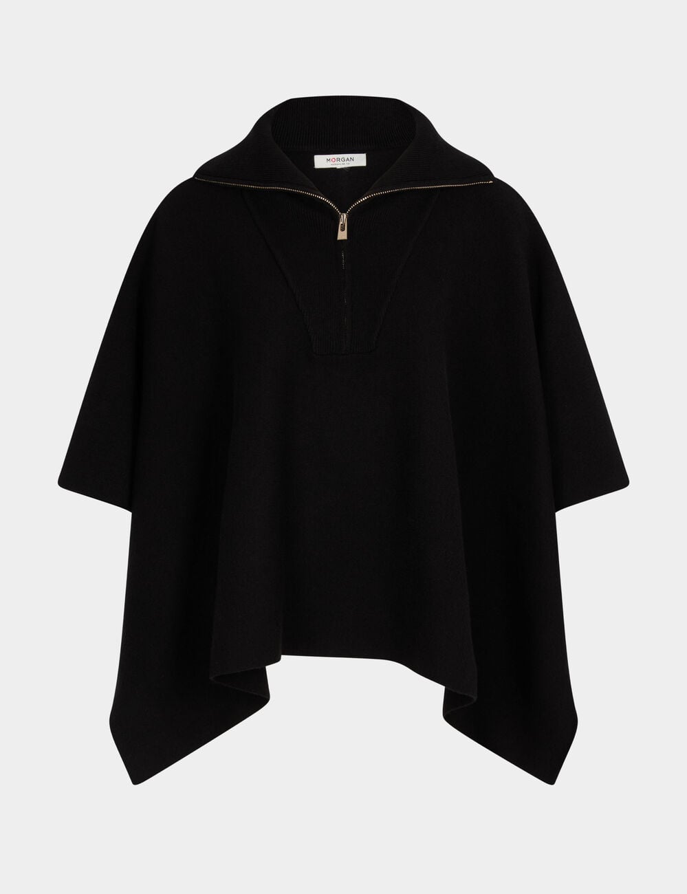 Poncho col ouvert noir femme