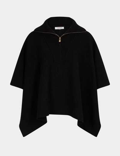 Poncho col ouvert noir femme