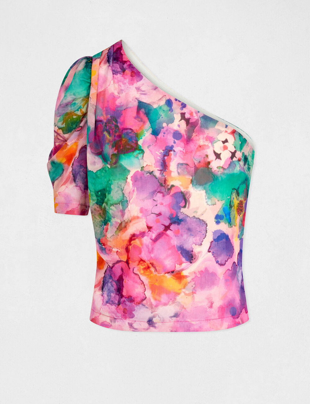Blouse asym&eacute;trique imprim&eacute; floral multico femme