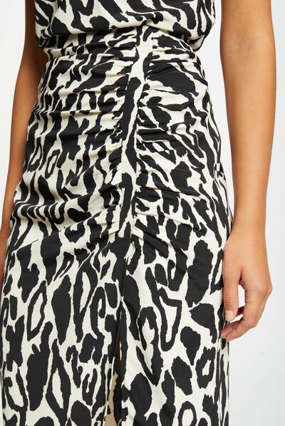 Jupe midi droite imprimé animalier multico femme
