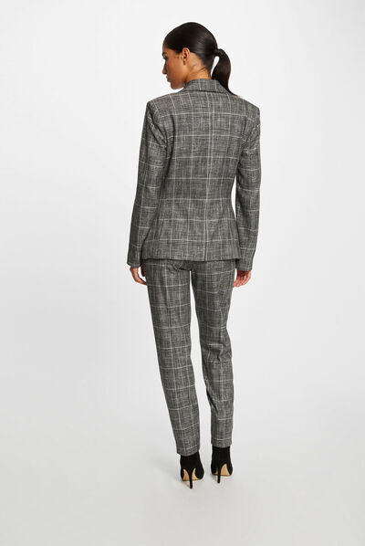 Veste tailleur city droite à carreaux gris moyen femme