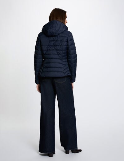 Doudoune &agrave; capuche bleu marine femme