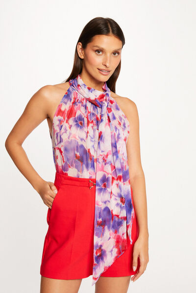 Blouse sans manches imprimé floral multico femme