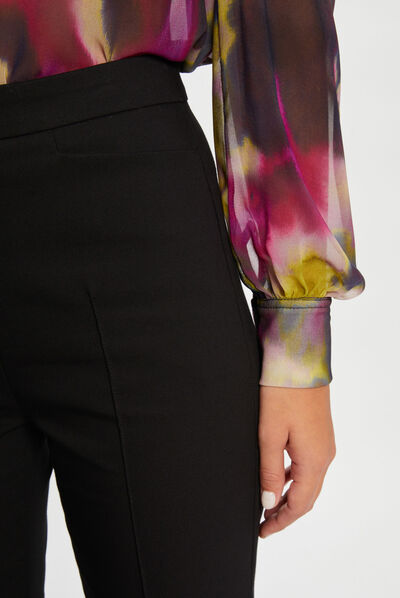 Pantalon city flare à pinces noir femme