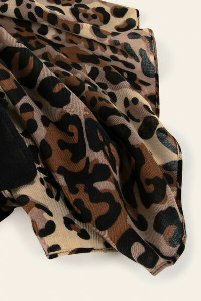 Foulard imprimé animalier marron femme