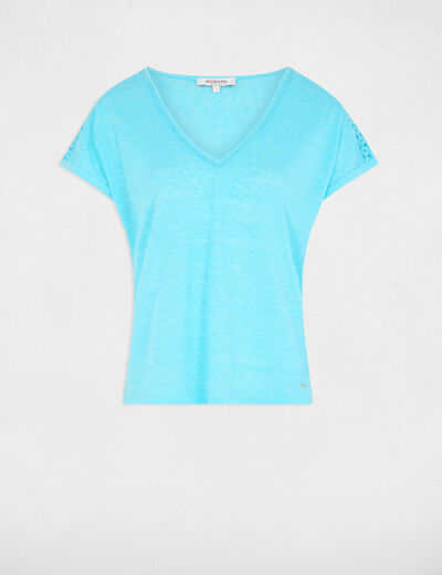 T-shirt manches courtes bleu ciel femme