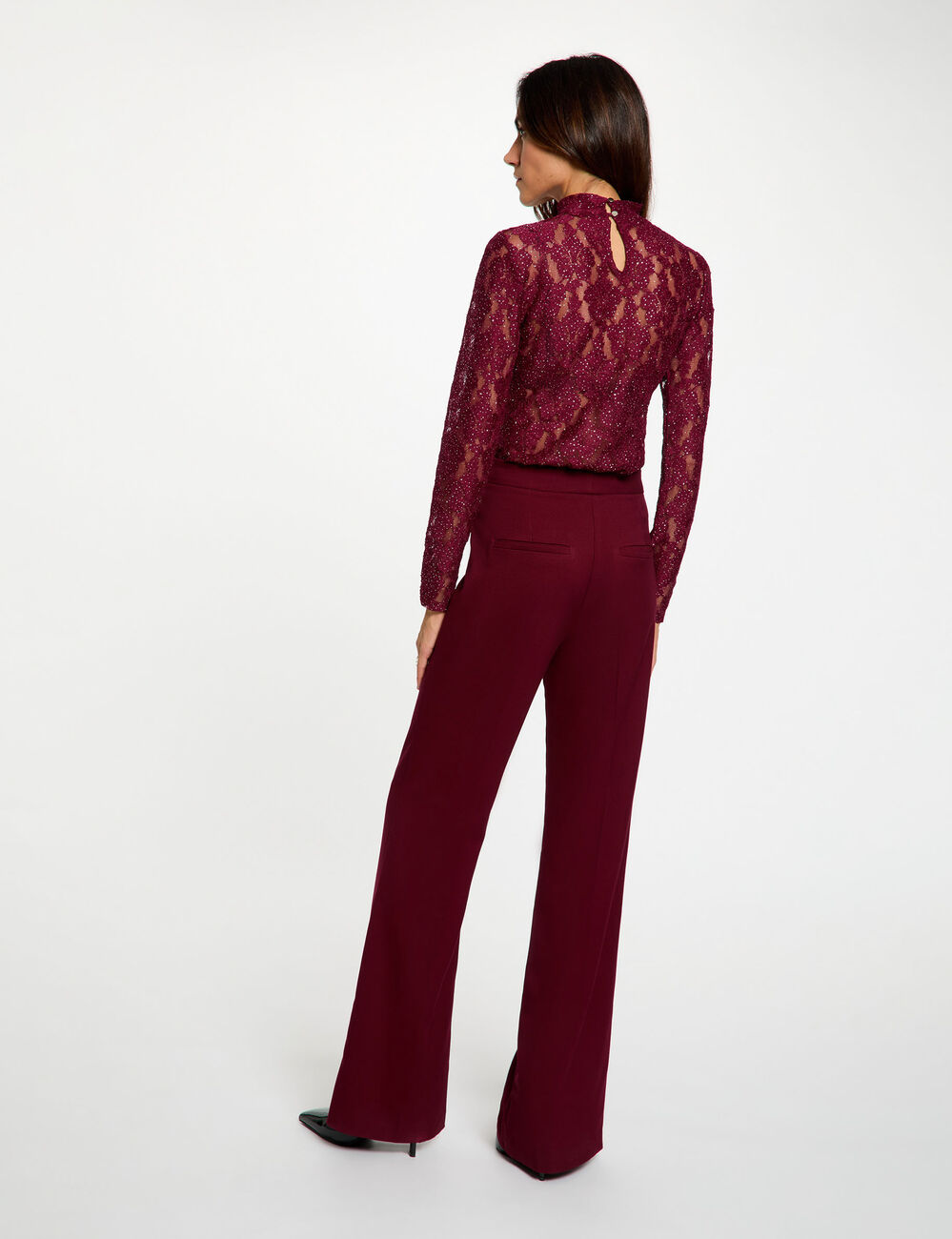 Pantalon bootcut bordeaux femme